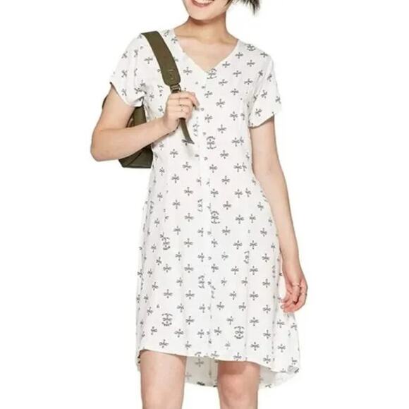 Rock by Junkfood White Button Front Blondie Camp Funtime Print Dress Large - Picture 3 of 9